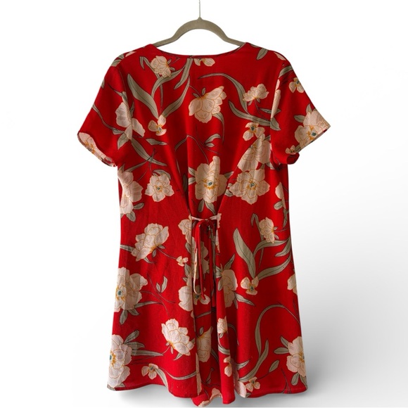 Show Me Your Mumu XL Red Floral Button Front Dress V Neck Flowy Boho Midi - Picture 3 of 4
